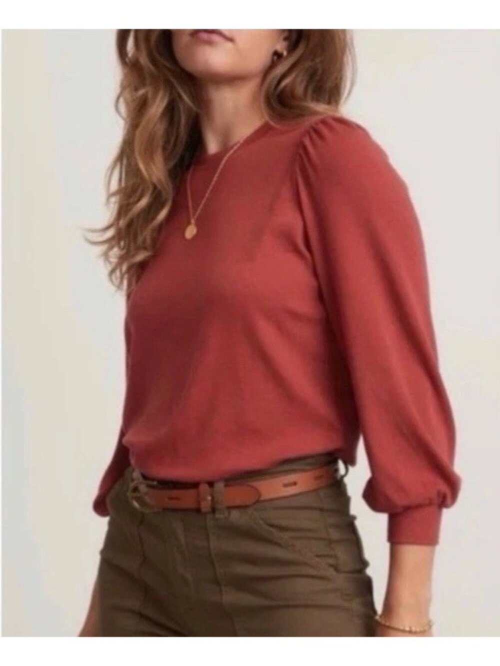 Marine Layer Lexi Rib Puff Sleeve Top Blouse Size Small